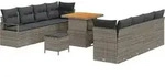 vidaXL Gartensofa-set mit Kissen 11 pcs Grau Poly-Rattan - Grau