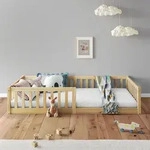 Bodenbett GUSTAVO mit Rausfallschutz Kiefer Massiv &ndash; Natur 90 x 200 cm...