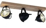 LED Deckenlampe, Metall Holz, schwarz, Spots verstellbar, L 59 cm