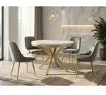 Runder Ausziehbarer Esstisch - Loft Style Tisch mit Goldenen Metallbeinen - 120 bis