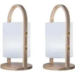 Set Mit 2 Kabellosen Tragbaren Lampen WOODY h37cm - Beige