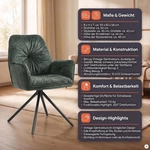 SalesFever Armlehnstuhl mit 360 Grad Drehfunktion | Bezug Vintage Samtvelours 