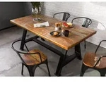 MASSIVMOEBEL24 Esstisch Altholz 160x90x76 mehrfarbig lackiert INDUSTRIAL #84