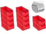 SparSet 10x Rote Sichtlagerbox 4.1 mit Griffstange & Abdeckung | HxBxT...
