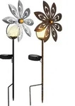 2er Set LED Solarleuchte, Glaskugel, Windrad, H 50 cm - Silber