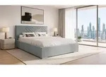 Aura Polsterbett 120x200 cm - Bett mit Bettkasten & Lattenrost, Veloursstoff Hellgrau