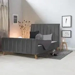Homestyle4u Polsterbett 140x200 mit Lattenrost Grau Anthrazit Samt Bett...