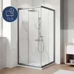 Eckeinstieg mit Gleitt&uuml;r/Schiebet&uuml;r BREUER Ektos 80 - 90 cm Profil gunmetal