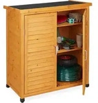 Relaxdays Gartenschrank, 3 F&auml;cher, Flachdach mit Neigung, Doppelt&uuml;r, HBT: 97 x 86,5