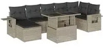 vidaXL 8-tlg. Garten-Sofagarnitur mit Kissen Hellgrau Poly Rattan - Grau