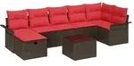 vidaXL Gartensofa-set mit Kissen mit Speicher 8 pcs Poly Rattan - Grau