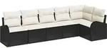 vidaXL Gartensofa-set mit Kissen 6 pcs Schwarz und Wei&szlig; Poly-Rattan - Schwarz