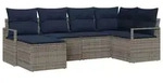vidaXL Sofa Set mit Kissen 6 pcs Grau Poly Rattan - Grau
