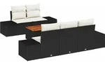 vidaXL Gartensofa-set mit Speicher 6 pcs Schwarz und Creme Poly-Rattan - Schwarz