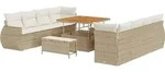 vidaXL Gartensofa-set mit Kissen mit Speicher 11 pcs Beige Poly-Rattan - Beige