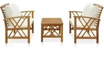 vidaXL 3-tlg. Garten-Lounge-Set mit Auflagen Massivholz Akazie - Wei&szlig;