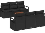 vidaXL Gartensofa-set mit Kissen 7 pcs Schwarz Poly-Rattan - Schwarz
