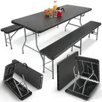 Arebos Bierzeltgarnitur Set, Schwarz, 30 kg - Schwarz