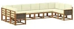 vidaXL Outdoor-Sofagarnitur 10 pcs Natur und Creme Massivholz Akazie - Braun