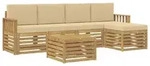 vidaXL Outdoor-Sofagarnitur 6 pcs Wei&szlig; und Beige 59 x 59 x 37 cm - Wei&szlig;