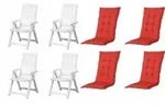 Progarden Klappsessel Tampa mit Auflage 4er Set wei&szlig; / rot - Wei&szlig;/Rot