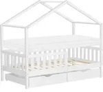 ML-Design Kinderbett Hausbett 80x160 cm Wei&szlig; mit Matratze H:10cm, 2 Schubladen