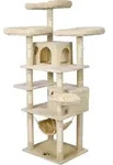 Wiltec Kratzbaum Beige mit Pfotenmotiv 172 cm, Katzenkratzbaum mit Plattformen...