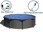 GRE Runder Stahlwandpool mit Anthrazitoptik KITPR358GY &ndash; &Oslash; 350 x 132 cm,