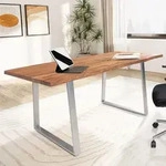 WOHNLING Schreibtisch 200x100x76 cm Akazie Massivholz / Metall Computertisch