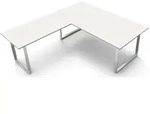 Schreibtisch Aveto 200 B&uuml;gel-Gestell 200x100x68-82cm / Anbau 120x80cm wei&szlig; - Wei&szlig;