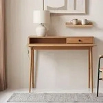 Schreibtisch MALINA mit Aufsatz & Schublade aus Kiefer Massivholz, Eiche farben-