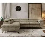 Couch mit Schlaffunktion L-form Ecksofa mit Topper Visco Wohnzimmersofa mit