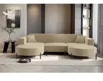 Wohnlandschaft U-Form Sofa VALENCIA in Stoff Quelle Hellbraun - Hellbraun