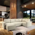 Masseno Ecksofa NORENA R-S mit Schlaffunktion U-Form, Sofa mit Bettkasten,