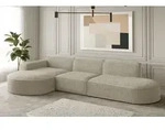 Ecksofa Designersofa PALMA in Stoff Ascot Champagne Ottomane Links - Beige