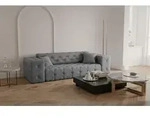 Sofa Designersofa CHANTAL 3-Sitzer in Stoff Opera Velvet Grau - Grau