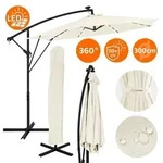 ML-Design Ampelschirm &Oslash;300cm mit LED Solar Beige Alu Sonnenschirm mit Kurbel
