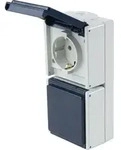 as-Schwabe Aufputz-Steckdose 2-fach senkrecht 230V 16A IP54 - Grau