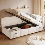 MODFU Polsterbett mit matratze 90x200 Kinderbett mit Lattenrost Stauraumbett
