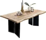 SIT M&ouml;bel Esszimmertisch aus Mangoholz | Platte 56 mm natur | Metallgestell schwarz