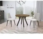 Designer Runder Ausziehbarer Esstisch - Loft-Stil, Industriell, Platzsparend -