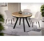 Designer Runder Ausziehbarer Esstisch - Loft-Stil, Industriell, Platzsparend -