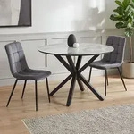 Homestyle4u, Esstisch 110 cm Rund Schwarz Grau Esszimmertisch Metallgestell 2844 -