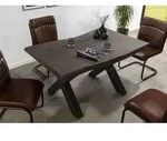 MASSIVMOEBEL24 Baumtisch Mango 140x90x77 grau lackiert / X-Beine anthrazit matt