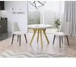 Designer Runder Ausziehbarer Esstisch in Wei&szlig;er Marmoroptik - Loft-Stil,