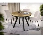 Designer Runder Ausziehbarer Esstisch - Loft-Stil, Industriell, Platzsparend -