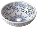 Sapho PRIORI Keramik-Waschtisch &Oslash; 41 cm, wei&szlig; mit blau Muster