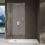 doporro Duschwand Walk-In Dusche Duschtrennwand 120x70cm mit rechteckigem