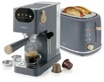 Briebe SKT1221GRY Nordic Set Kaffeemaschine 20 Bar Kapseln und Kaffee, Toaster 2