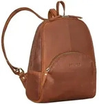 Kleine Leder-Rugzak cognac Braun Damen Anti-Diebstahl